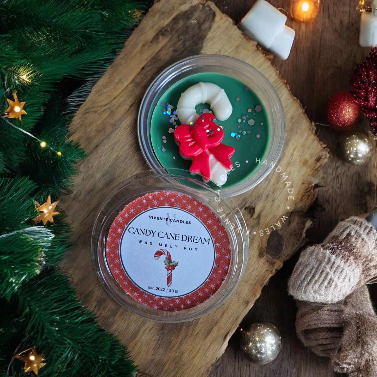 Christmas Wax Melt Pot: Candy Cane Dream (50g)