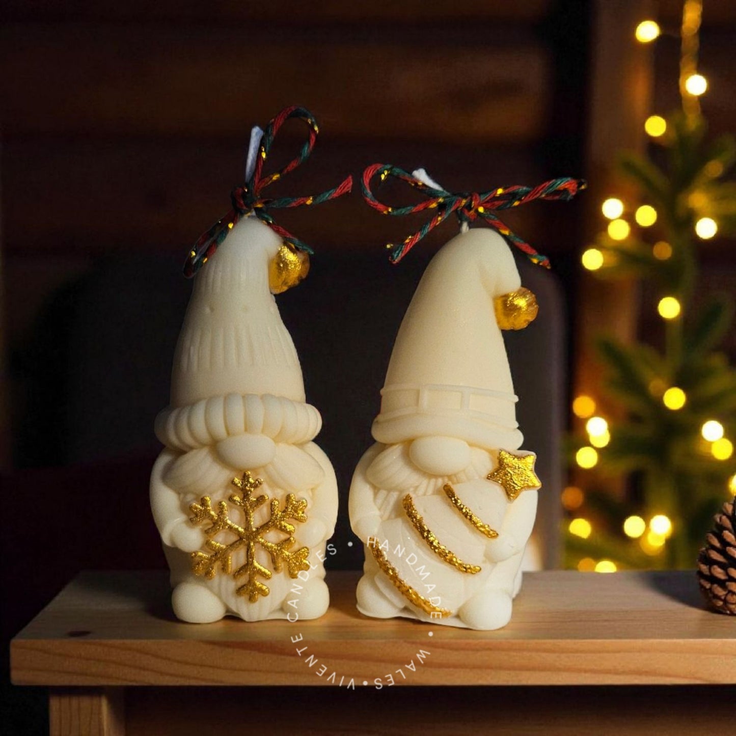 Christmas Gonks Soy Candle Decoration Hand Painted