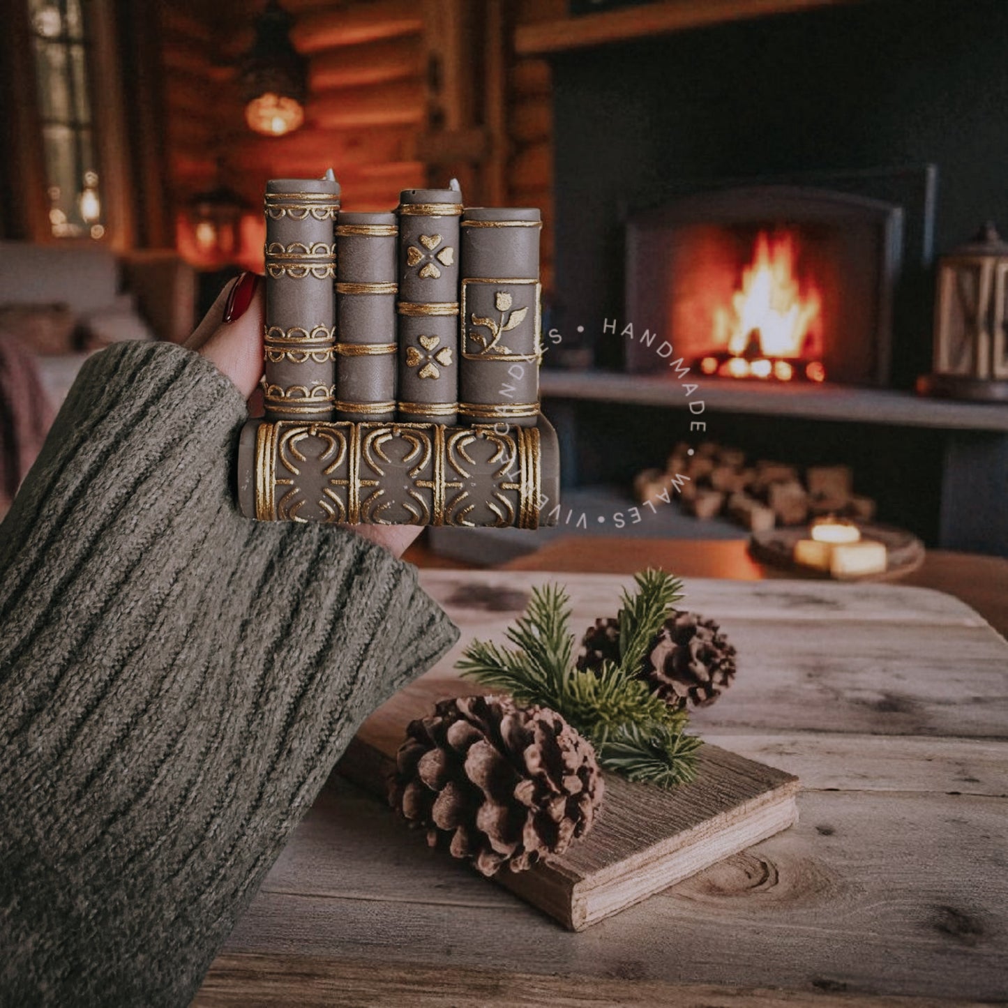 Hand Painted Book Shaped Soy Wax Candle