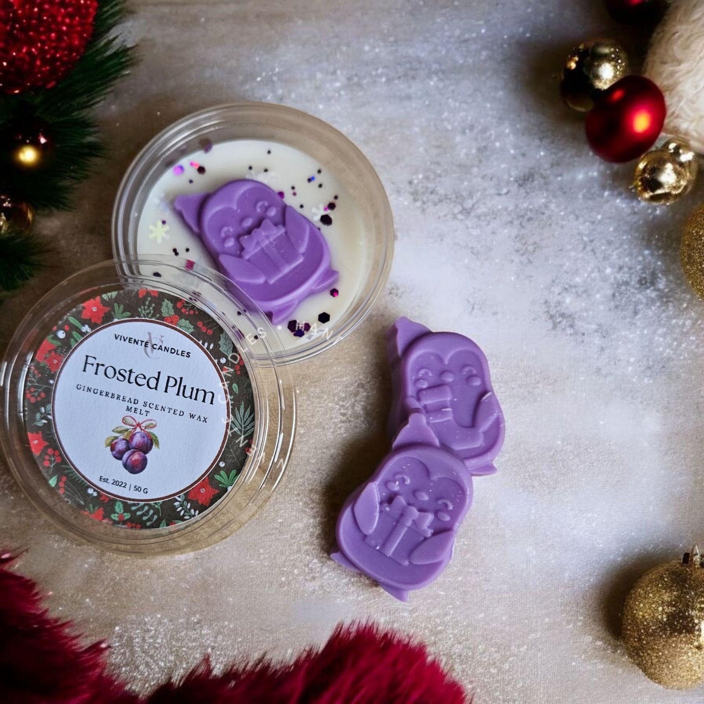 Christmas Wax Melt Pot: Frosted Plum (50g)