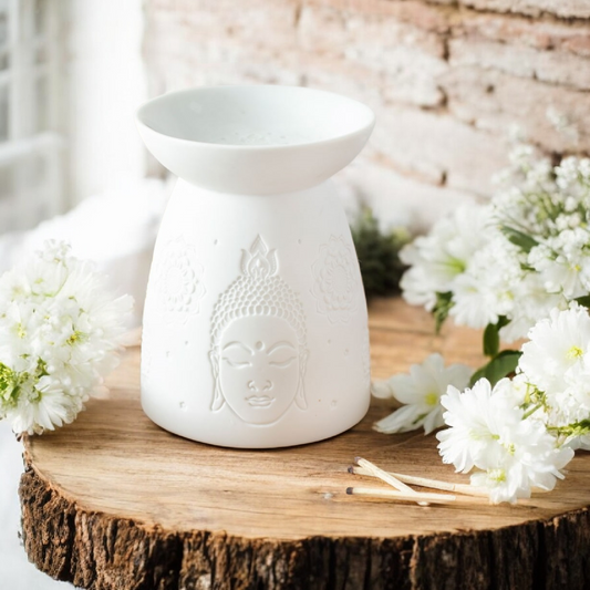 White Ceramic Buddha Face Oil Burner