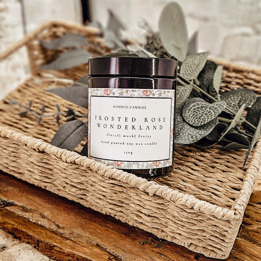 Frosted Rose Jar Candle