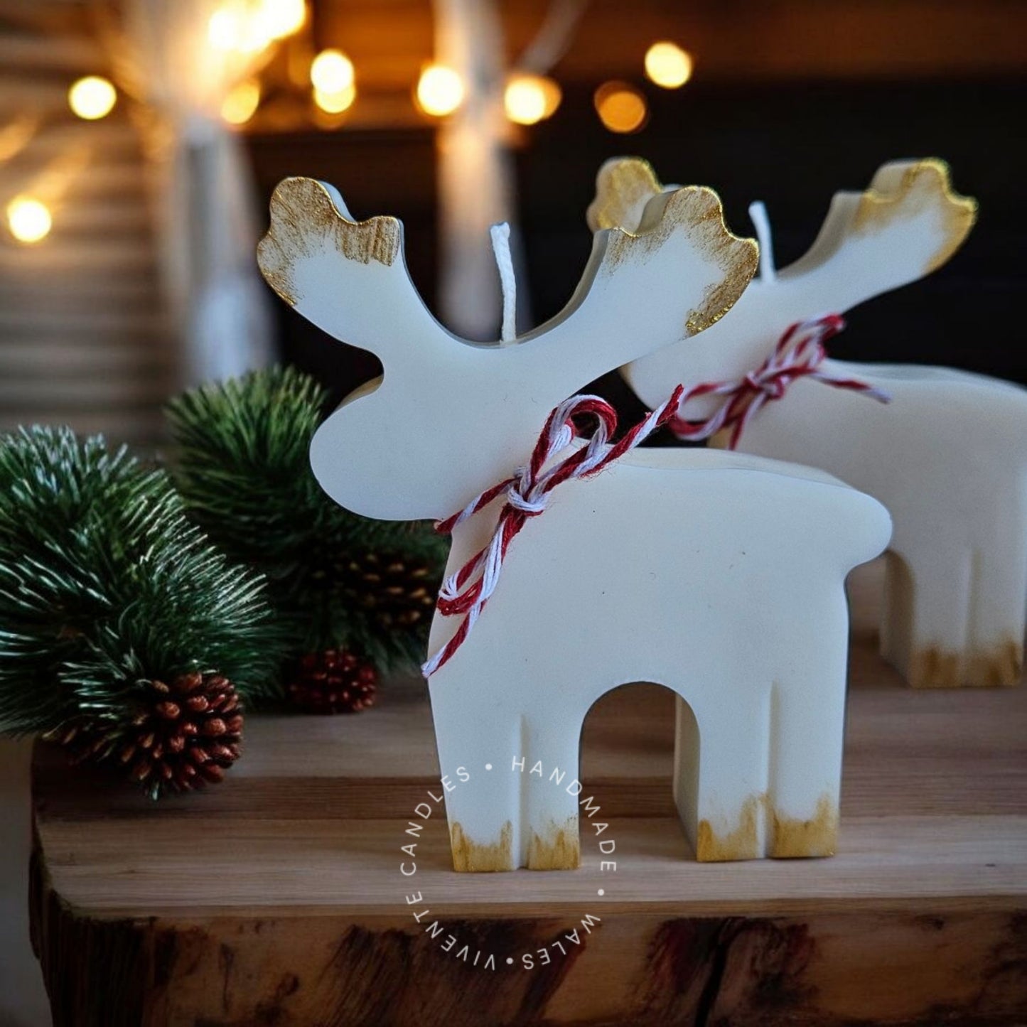Hand Painted Reindeer Shaped Candle