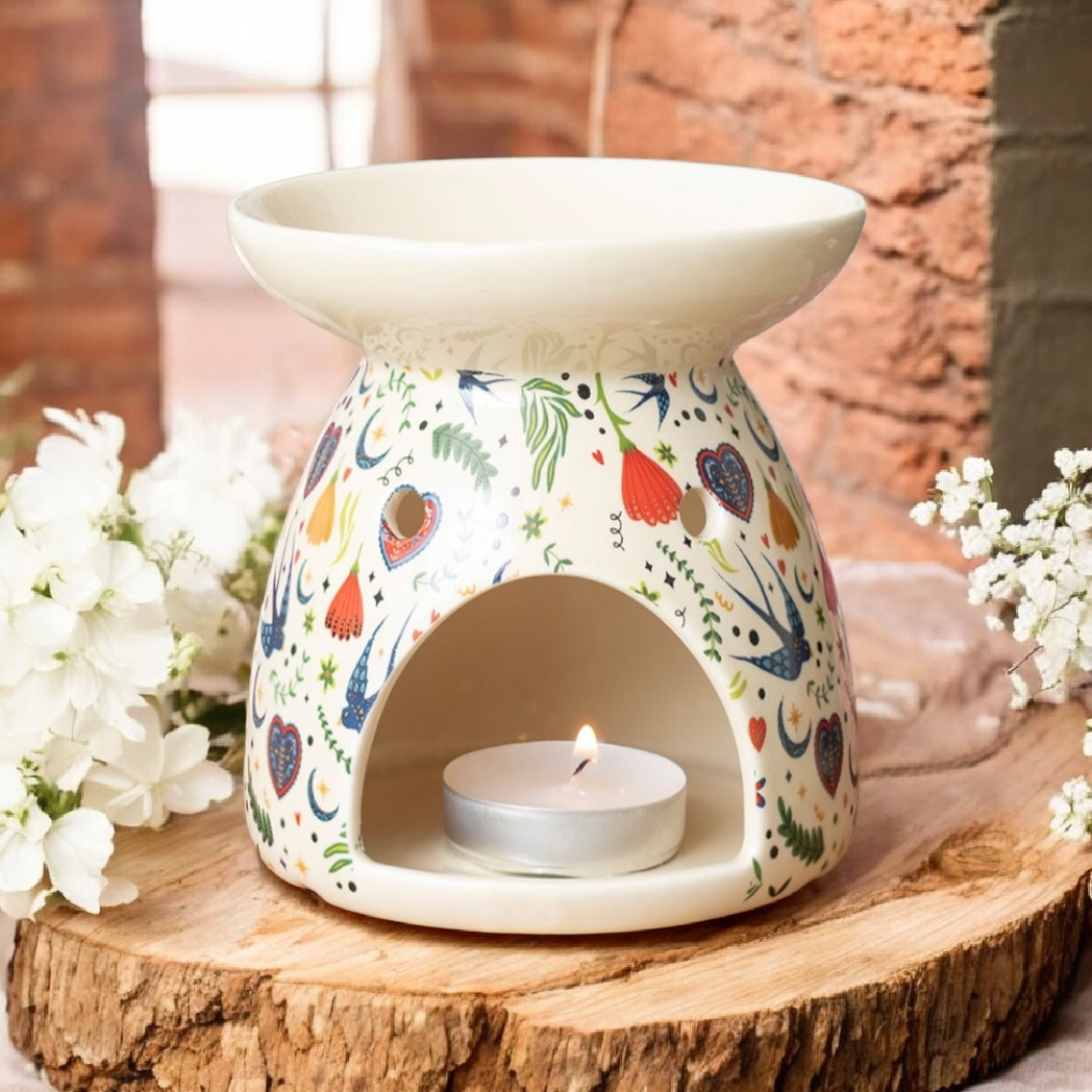 Cream Midnight Bloom Print Oil Burner