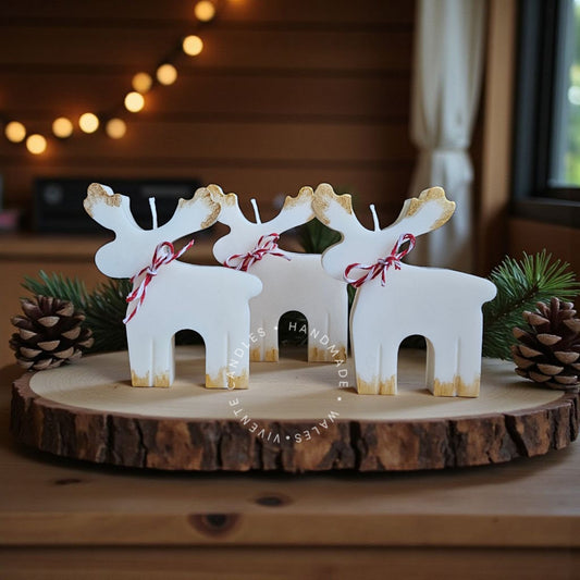 Hand Painted Reindeer Shaped Candle