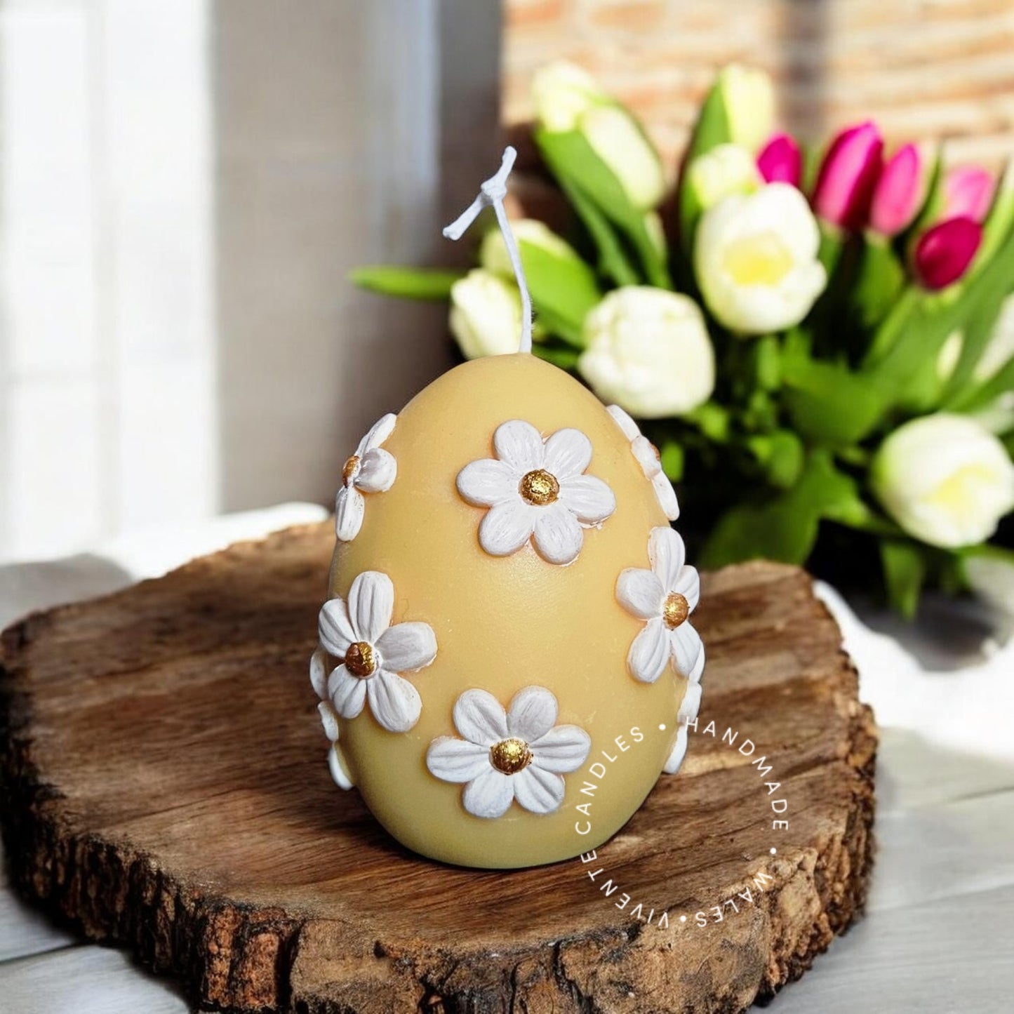 Floral Easter Egg Decorative Candle - Hand Painted