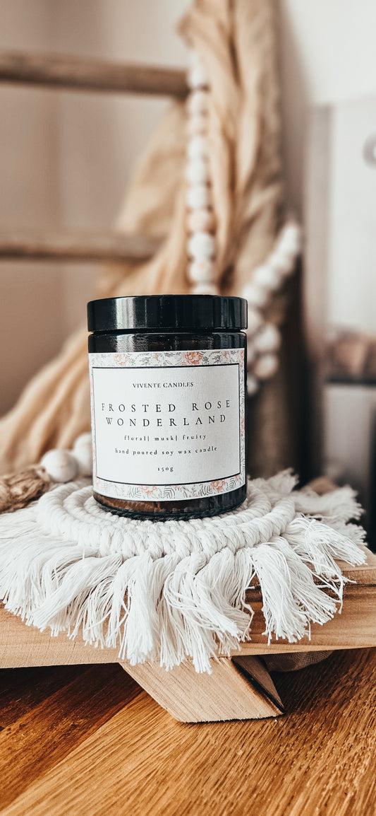 Frosted Rose Jar Candle